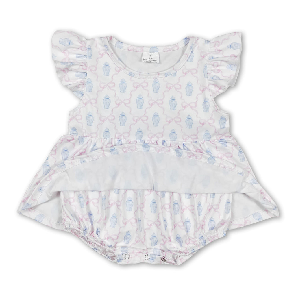 Flutter Sleeves Bow Baby Girl Summer Romper