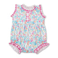 Sleeveless Plaid Floral Baby Girls Summer Romper