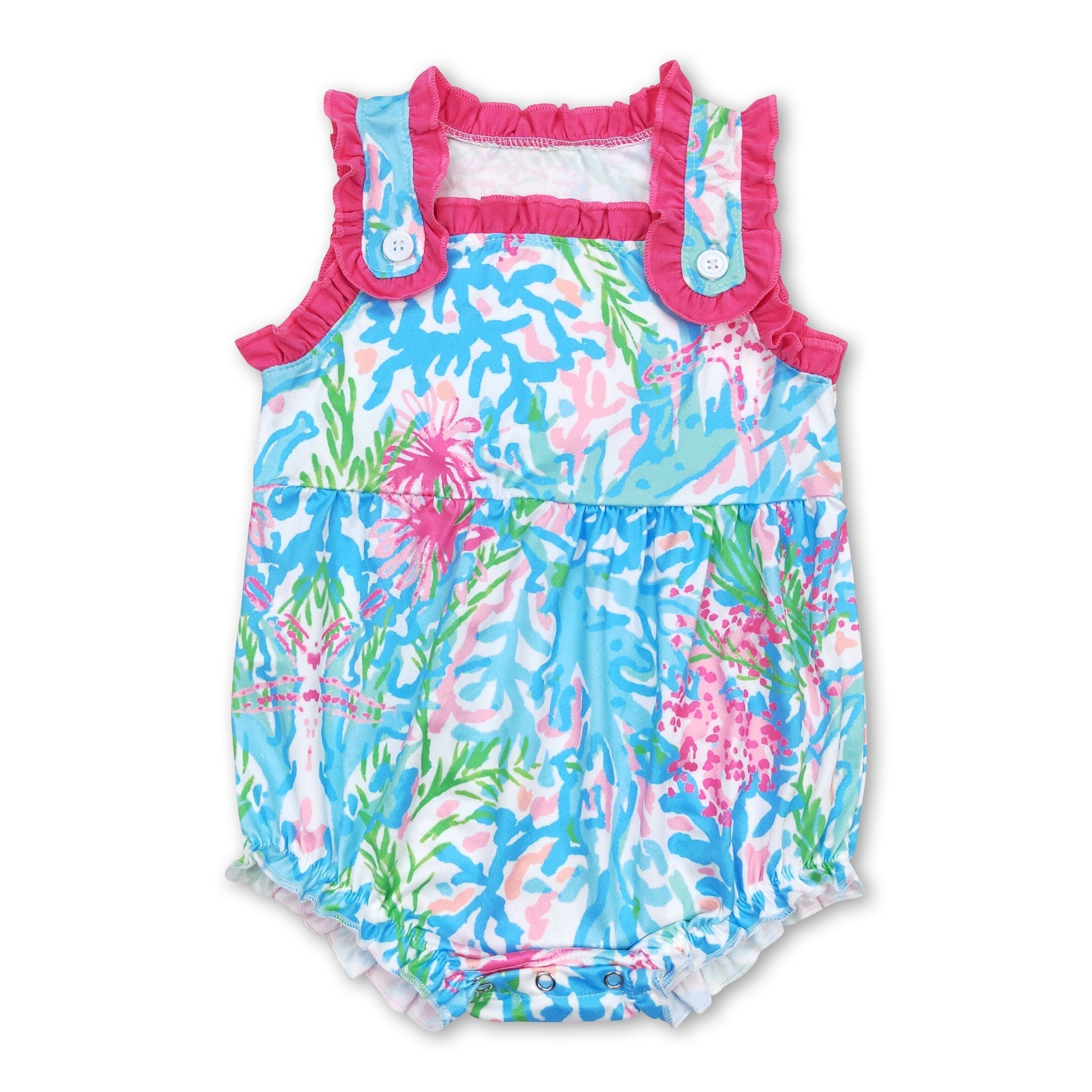 Starfish Seaweed Sleeveless Baby Girls Summer Romper