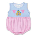 Sleeveless Stripe Castle Mouse Balloon Girls Romper