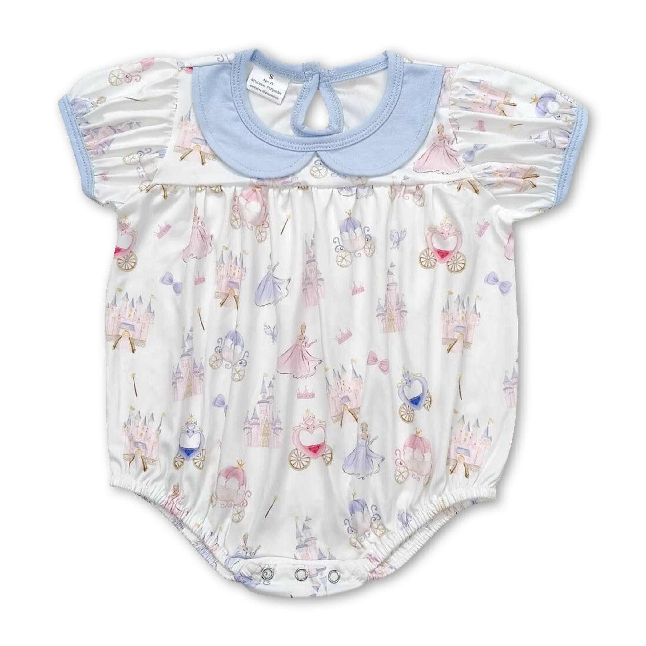 Short Sleeves Carriage Princess Baby Girl Romper