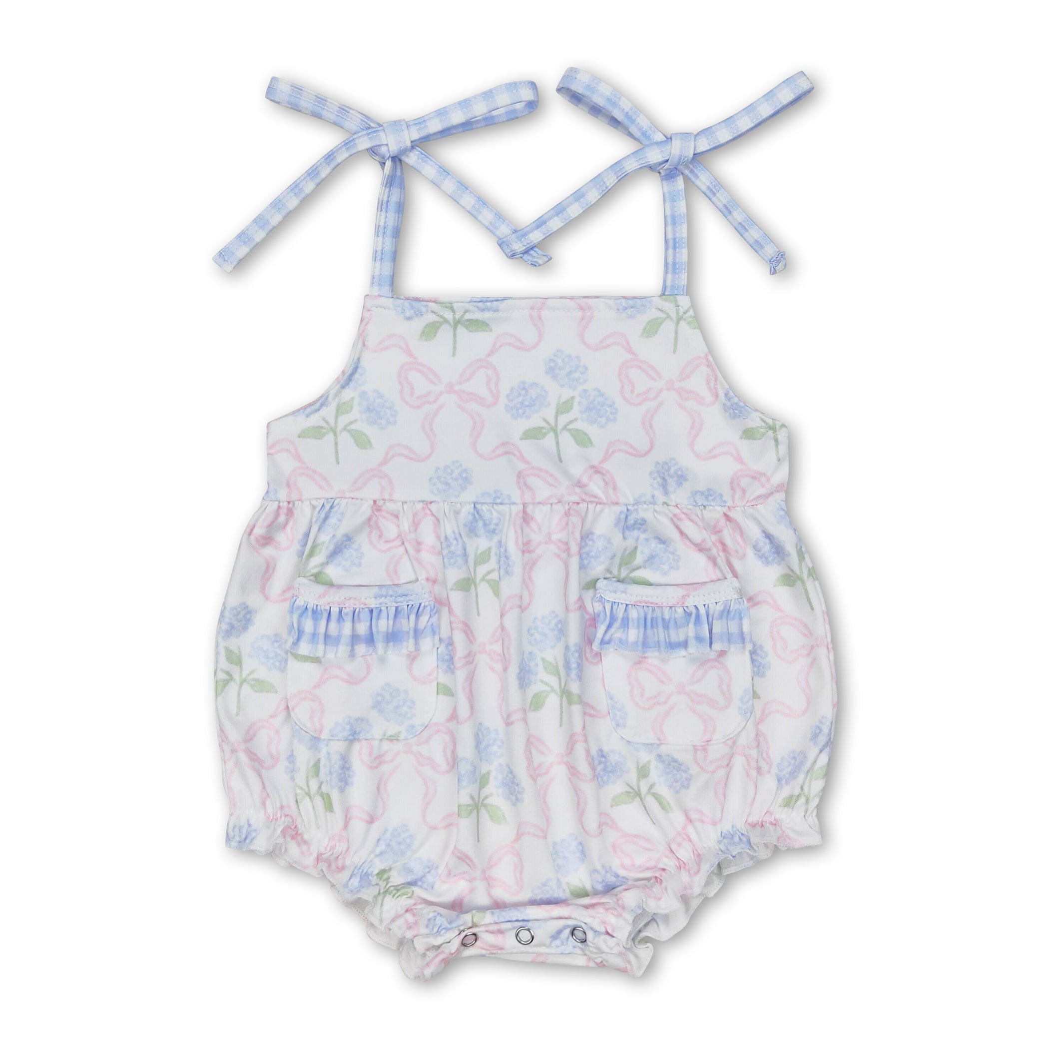 Straps Light Blue Floral Baby Girls Summer Romper