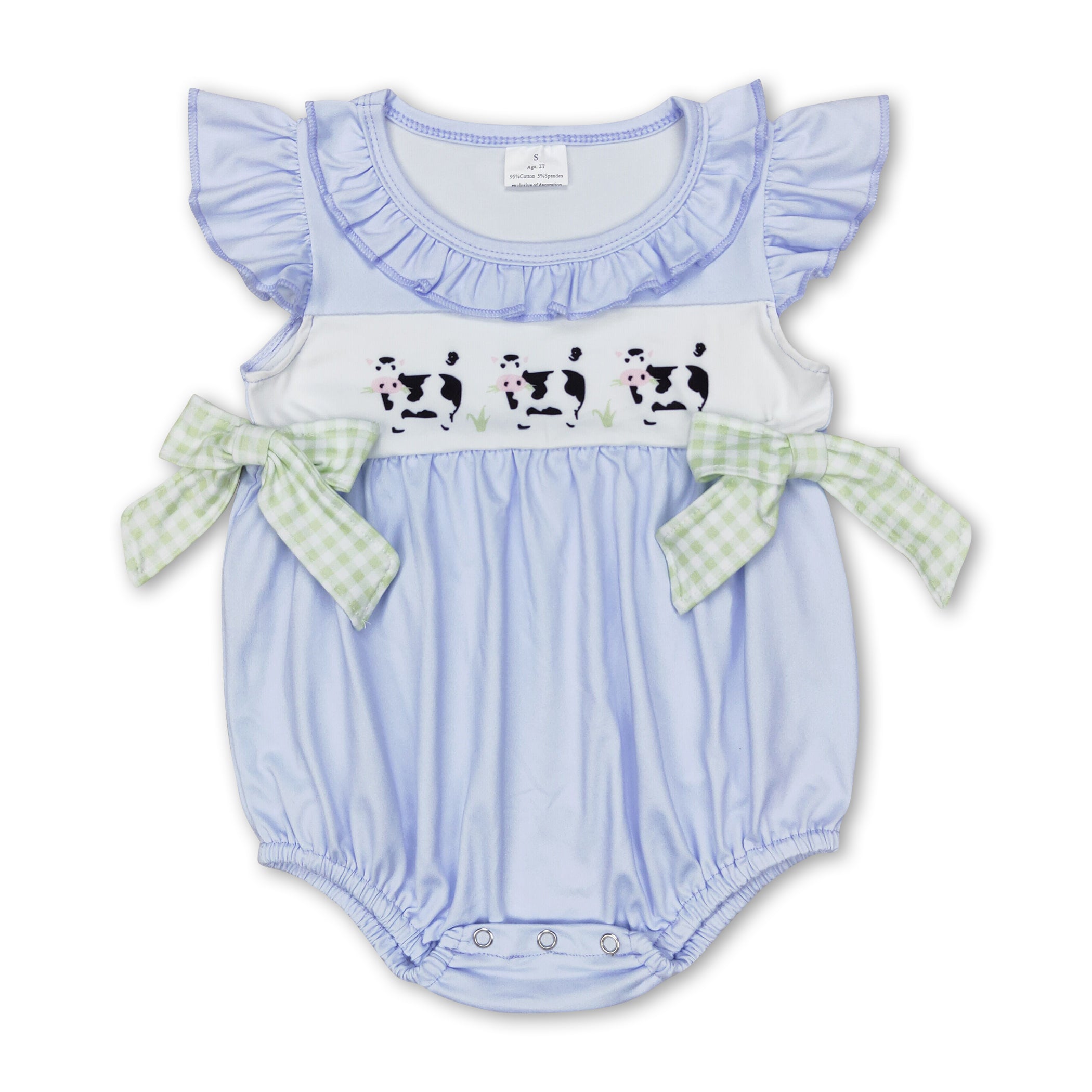 Flutter Sleeves Cow Baby Girl Summer Romper