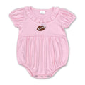 Short Sleeves Pink Football Baby Girls Romper