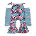 Howdy Turquoise Thunder Patchwork Tassels Girls Romper