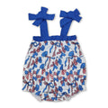 Straps Stars Stripe Bow Baby Girls 4th of July Romper