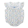 Light Blue Bow Floral Baby Girls Spring Summer Romper