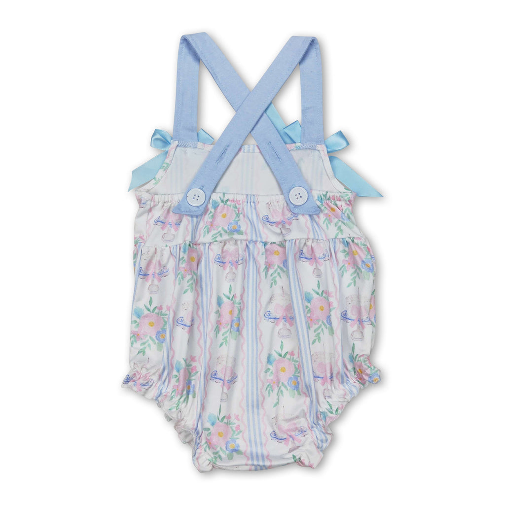 Straps Cake Floral Bow Baby Girls Summer Romper