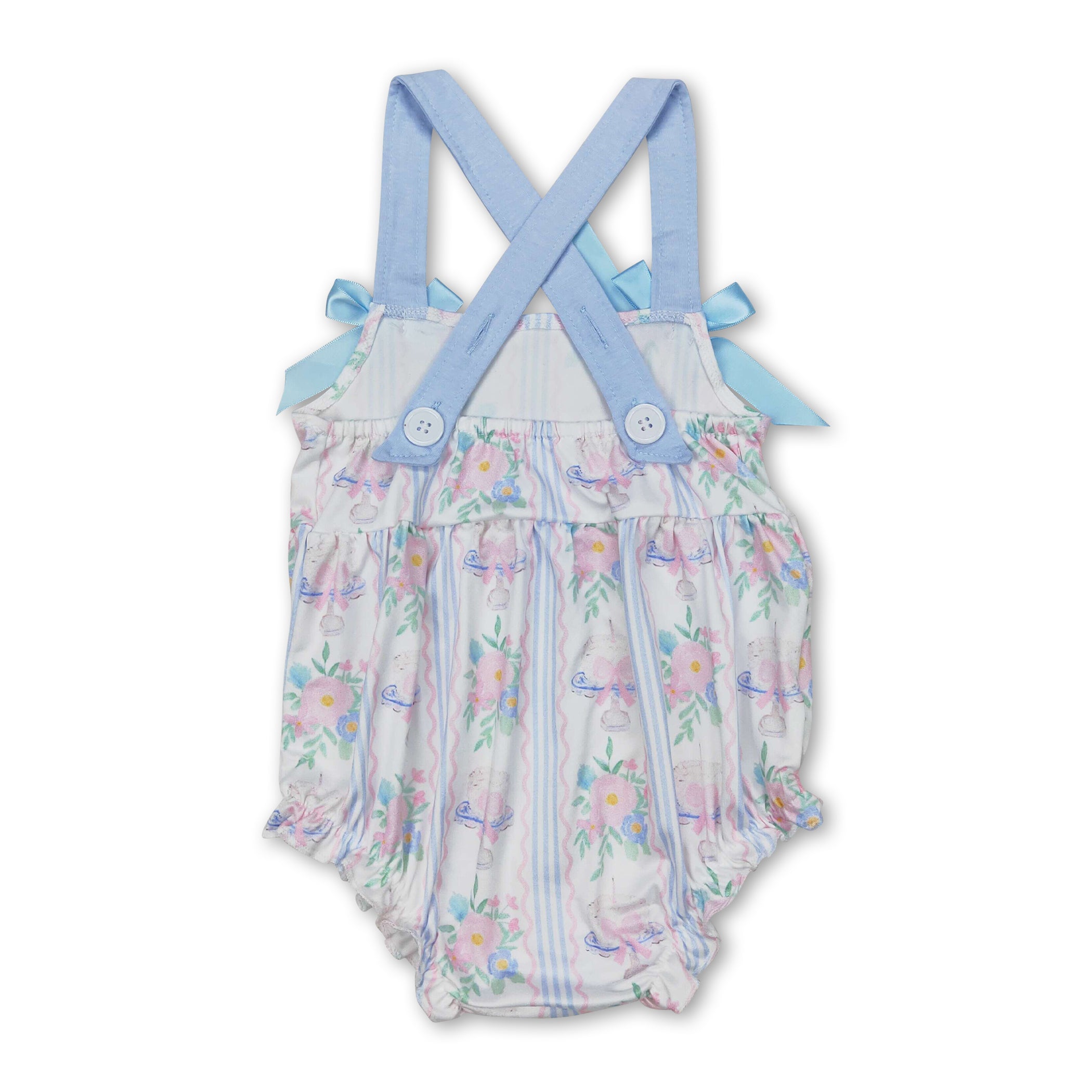 Straps Cake Floral Bow Baby Girls Summer Romper