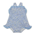 Straps Blue Ruffle Floral Baby Girls Summer Romper