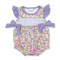 Flutter Sleeves Lavender Floral Baby Girls Summer Romper