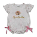 Polka Dots Life Is Golden Dog Bow Baby Girls Romper