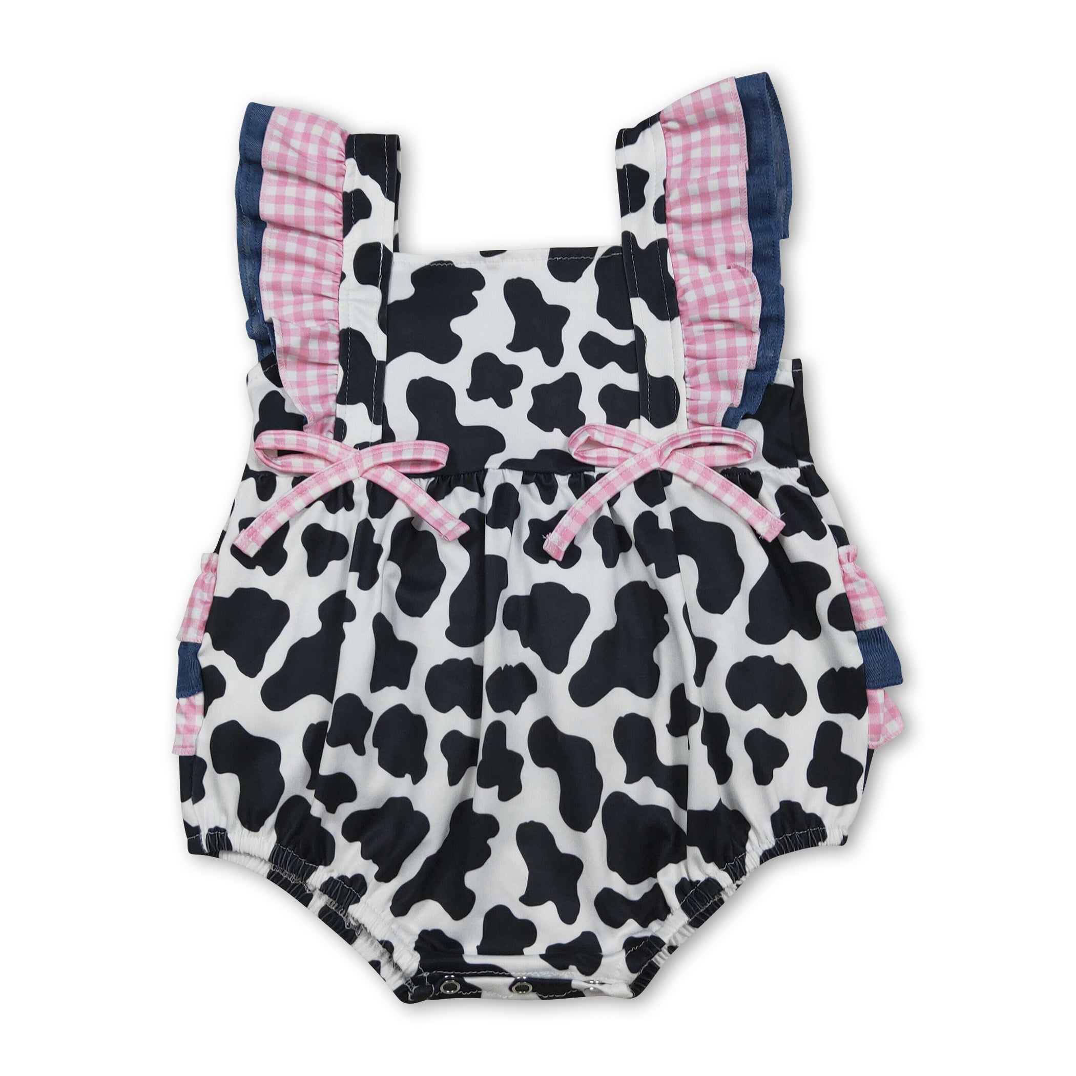 Flutter Sleeves Cow Ruffle Baby Girls Summer Romper