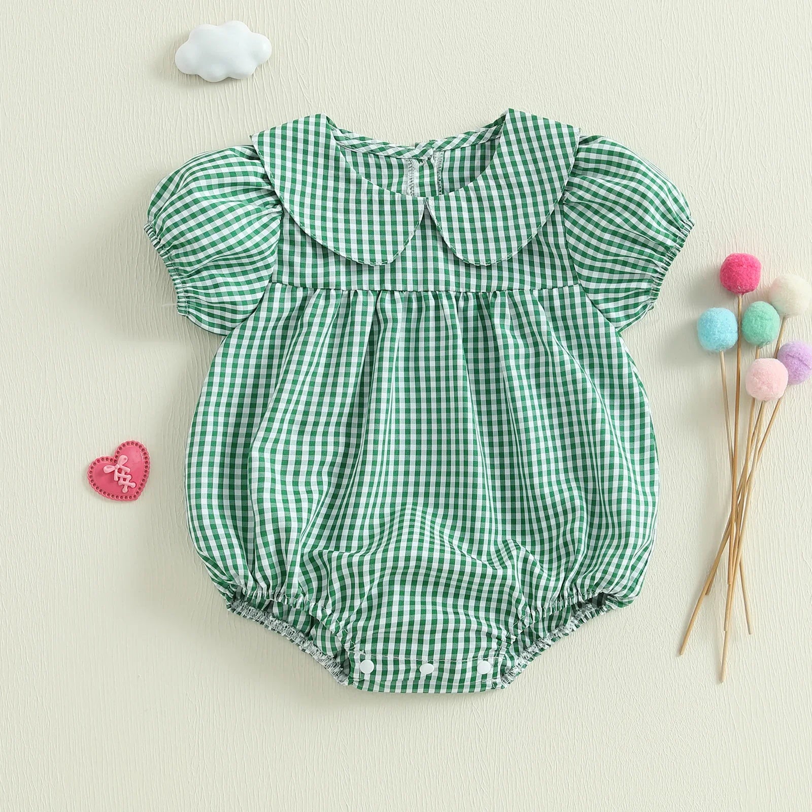 Adorable Baby Girl Plaid Romper