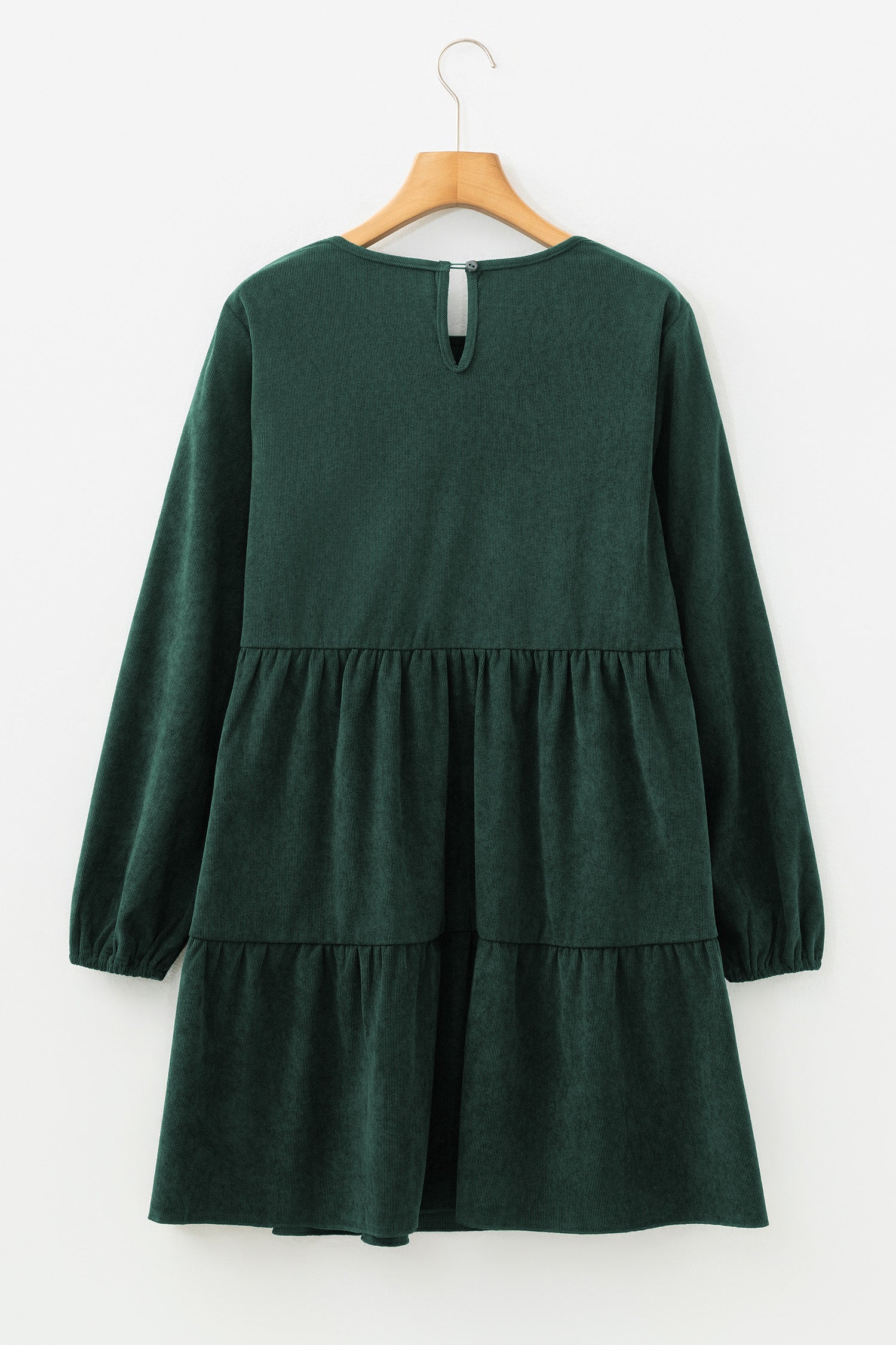 Solid Lantern Sleeve Tiered Mini Dress