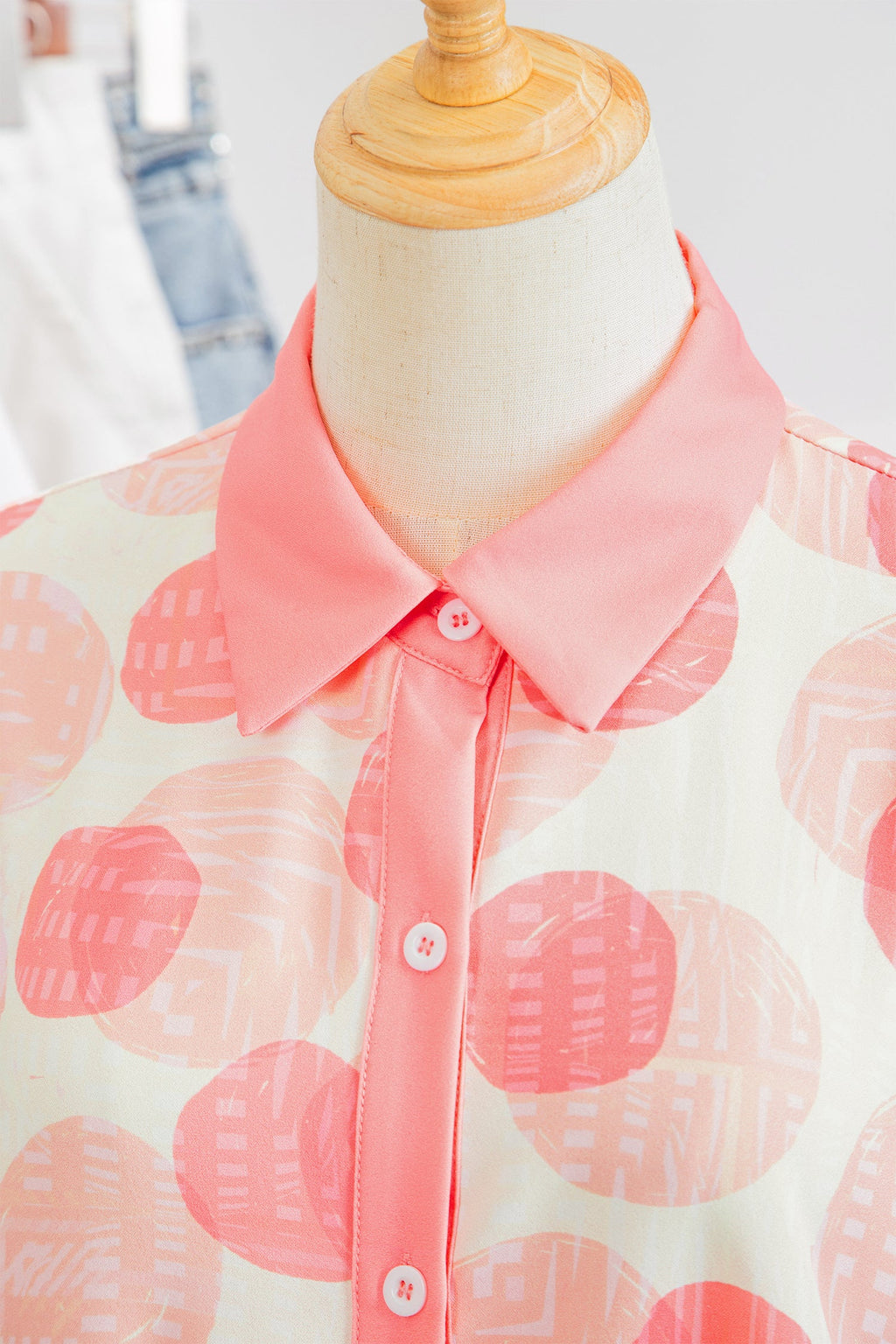 Polka Dot Ruffle Short Sleeve Babydoll Shirt